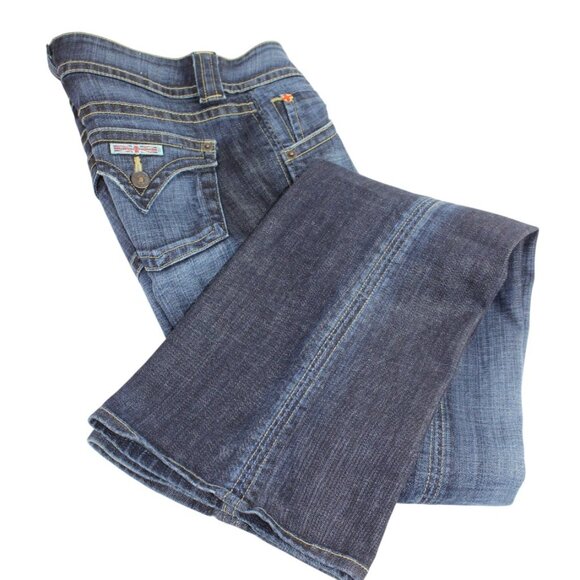 Hudson Blue Wash Boot Cut Flare Button Flap-Over Pocket Tall Jeans, Size 26 - Picture 7 of 9